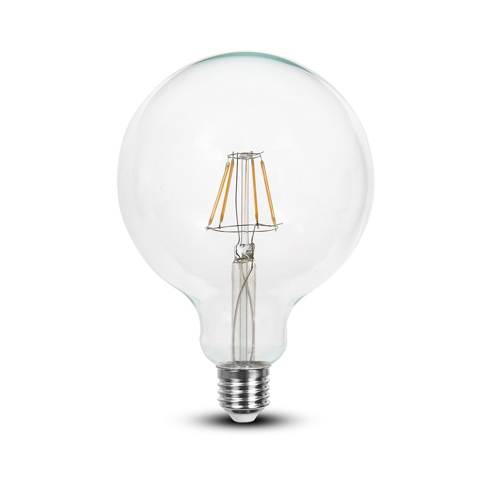 G125 Led Pære 6w E27 6400k, Klart Glas, Kultråd Kulør : Kold fra V-tac
