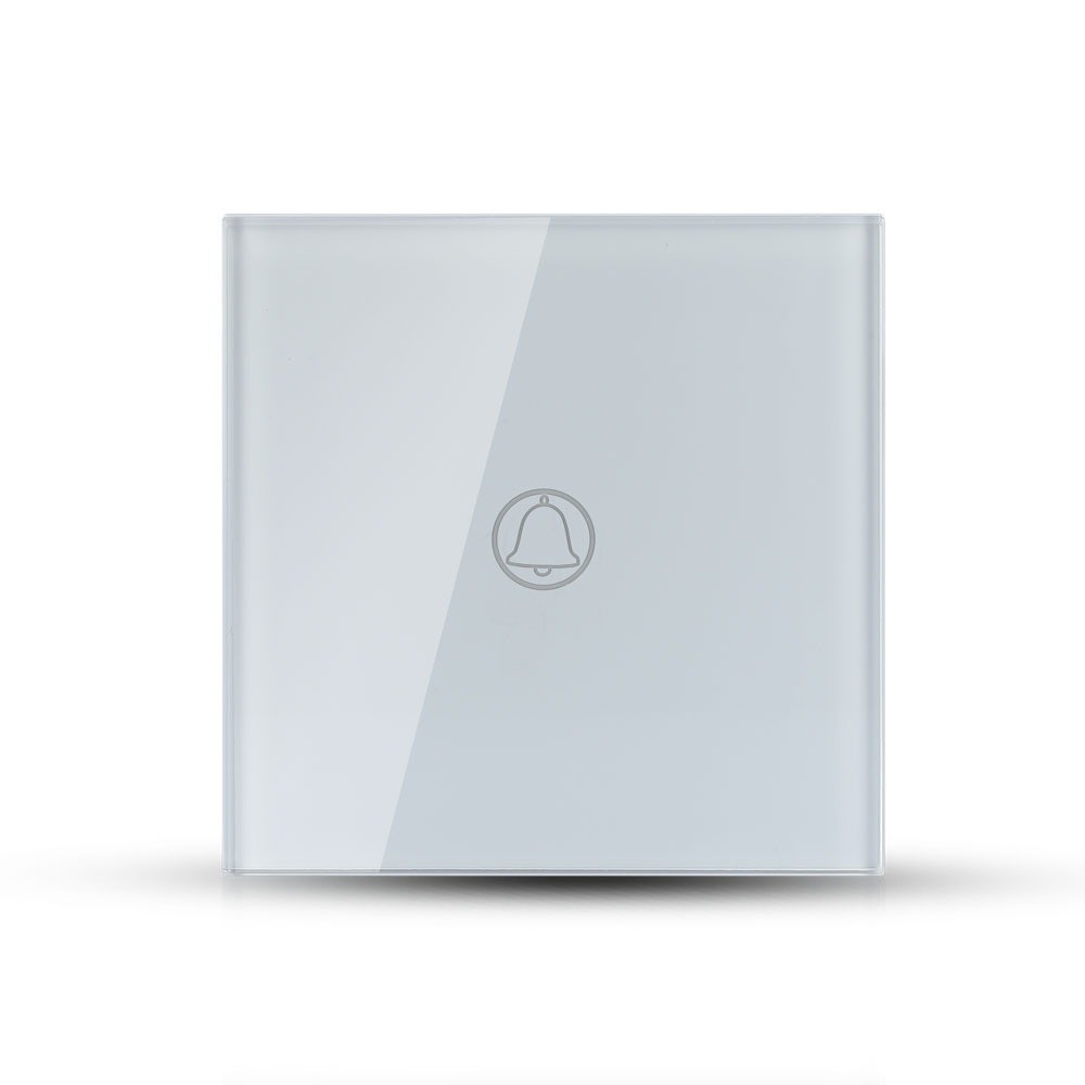 1 Tryks Touch Dørklokke Afbryder, Hvid   Glas Cover, Indbygget, Ip20 Indendørs fra V-tac