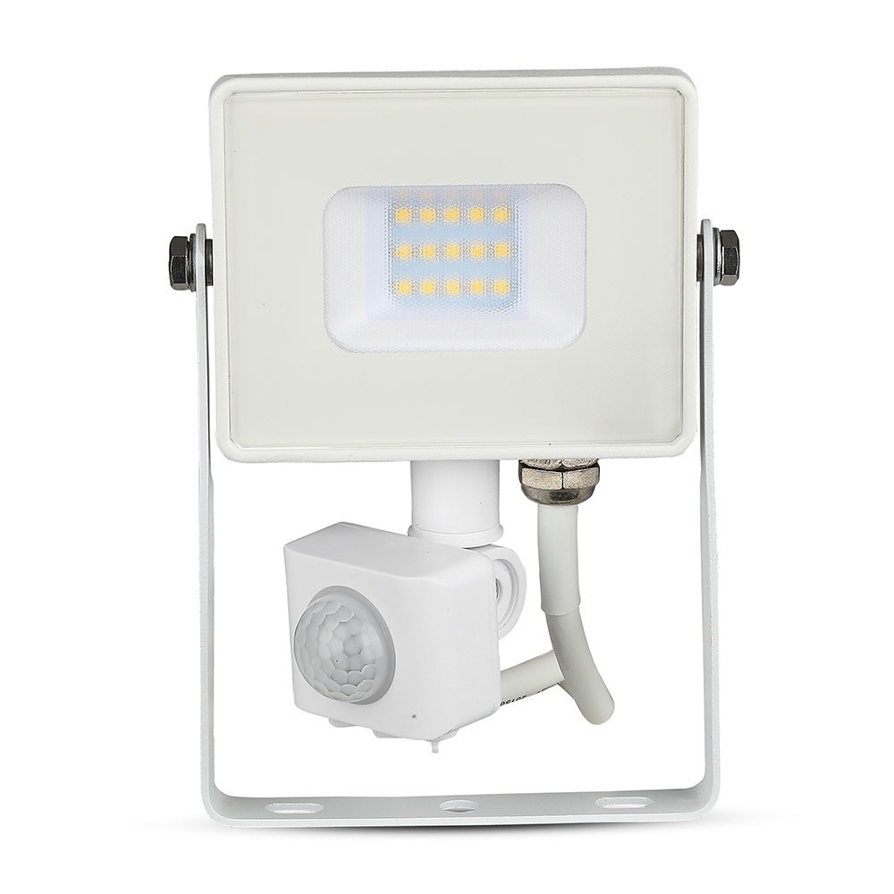 10w Projektør   Pir Sensor, Samsung Chip, 4000k, Hvid Hus   Kulør : Neutral fra V-tac