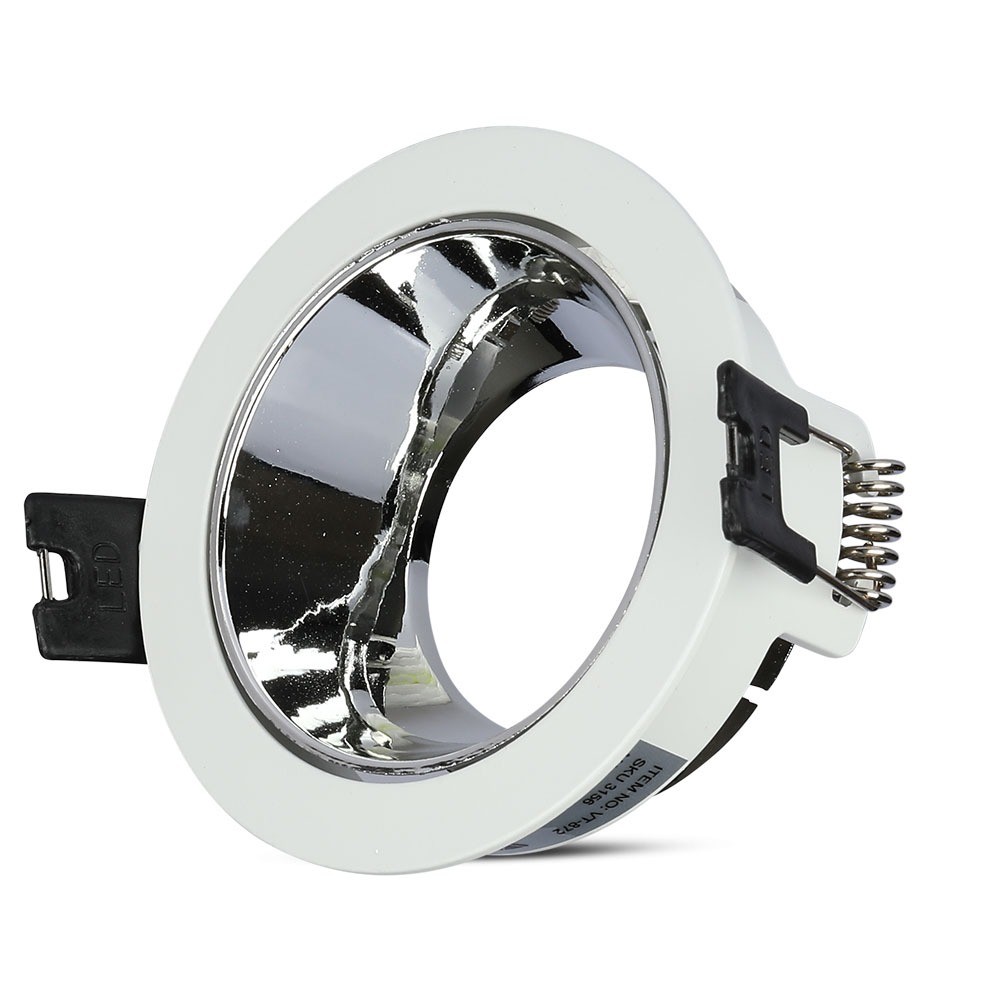 Gu10 Lampe Rund, Hvid + Krom fra V-tac