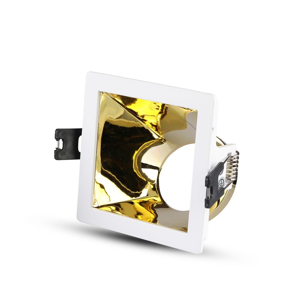 Gu10 Lampe Firkantet, Hvid+guld fra V-tac