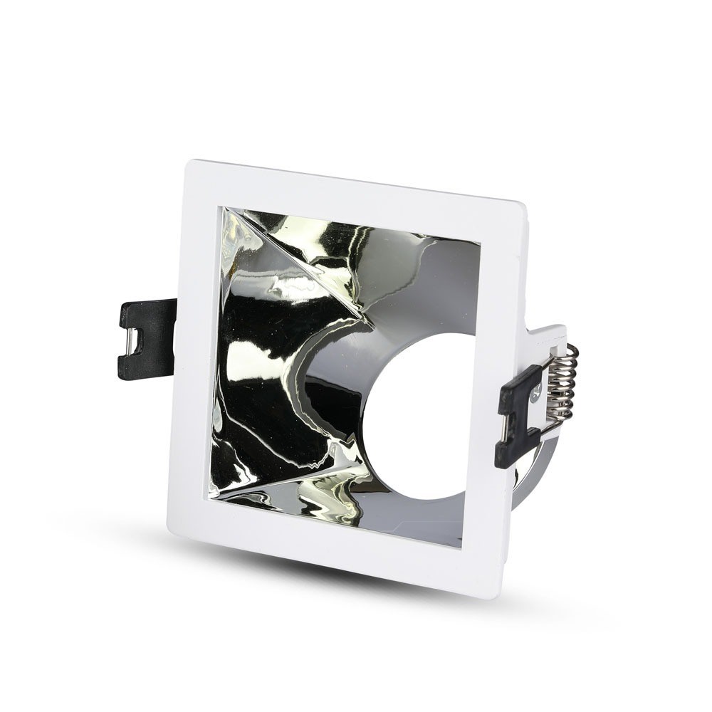 Gu10 Lampe Firkantet, Hvid+krom fra V-tac