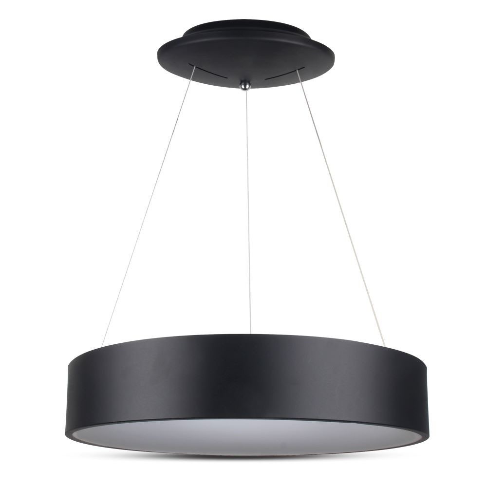 20w Overflade Glat Pendel Lys   3000k, Sort, Dæmpbar   Kulør : Varm fra V-tac
