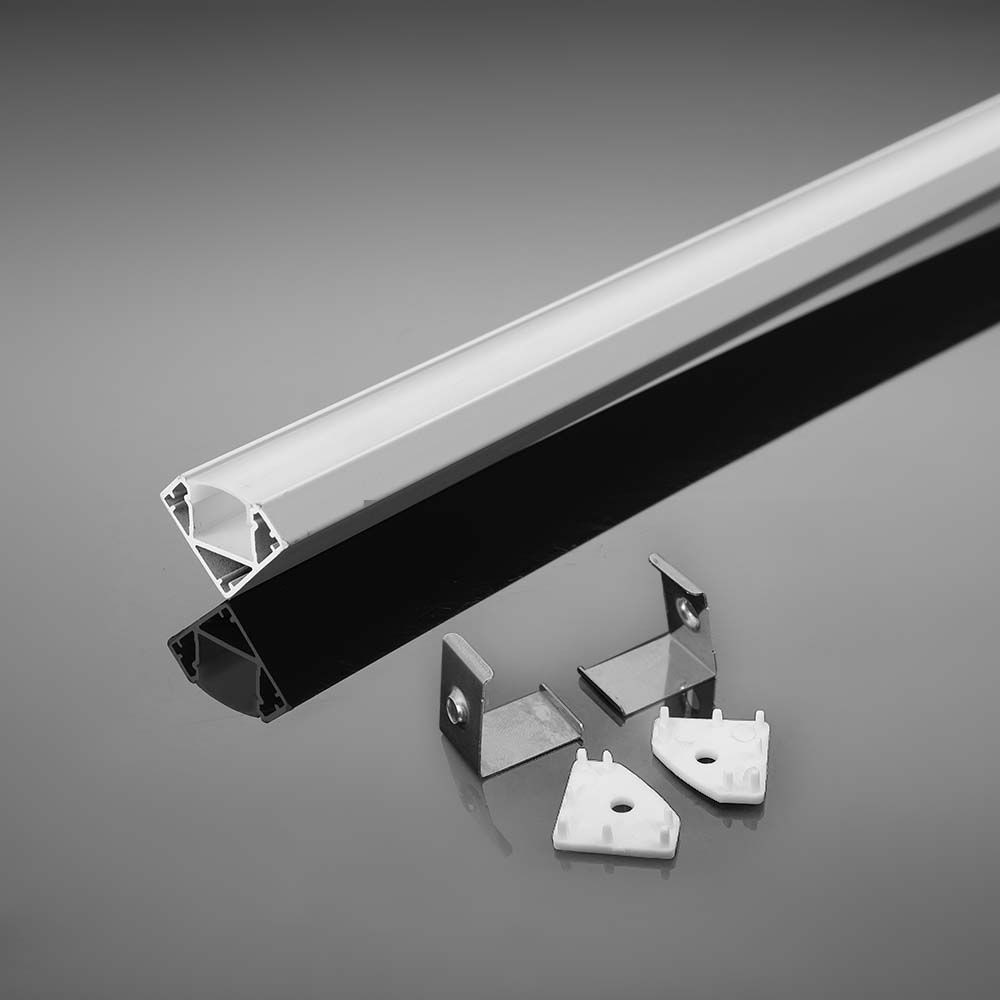 Monteringssæt Diffuser Til Led Strip Pcb 12mm, Hjørne, 2000x19x19mm, Hvid fra V-tac