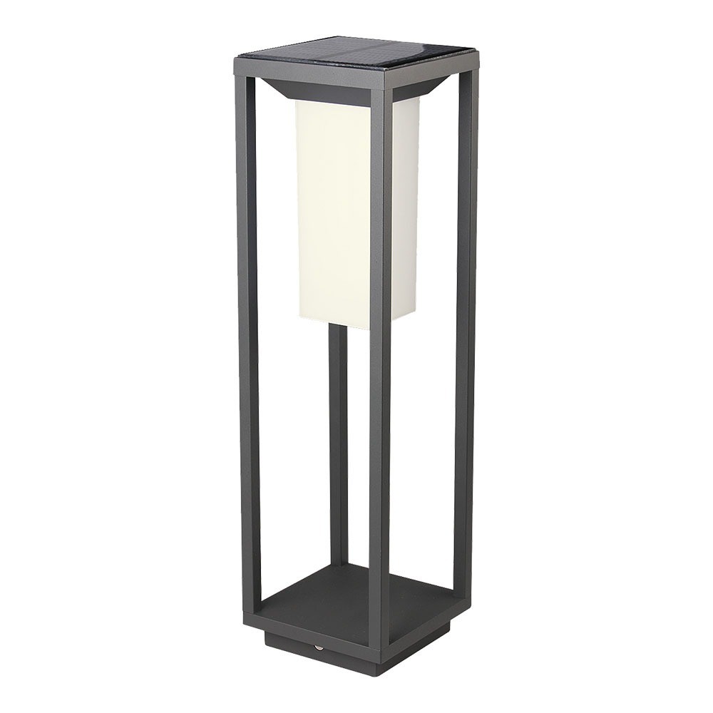 2w Led Solar Bollard   Samsung Led Chip, 3000k, Grå Hus   Kulør : Varm fra V-tac