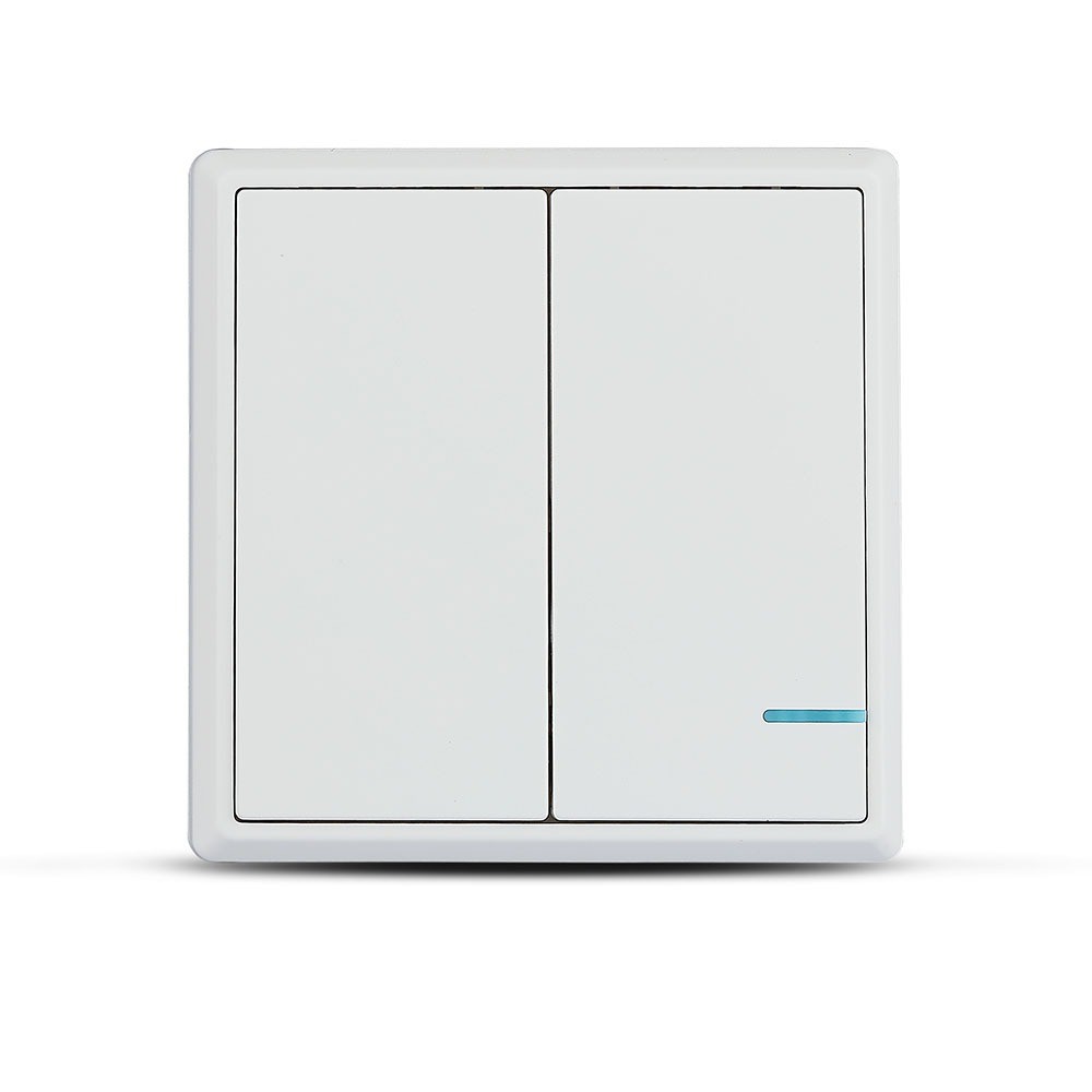2 Tang Trådløs Afbryder, 1 Vejs Ip54, Hvid, 86x86mm, Batteridrevet, Rækkevidde Op Til 600m fra V-tac