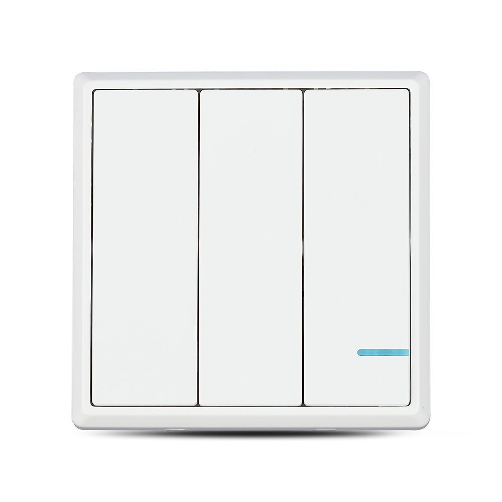 3 Tryks Trådløs Smart Afbryder, 1 Vejs Ip54, Hvid, Batteridrevet, Rækkevidde Op Til 600m fra V-tac