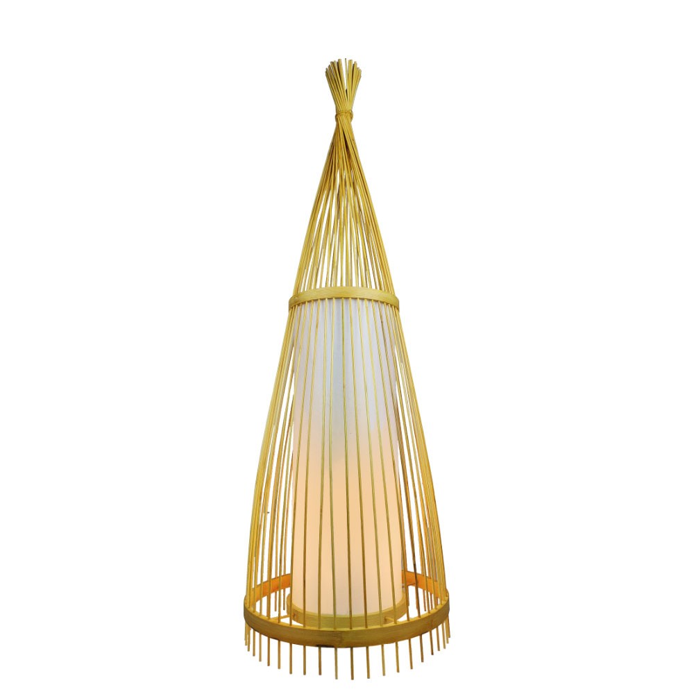 Trægulvlampe ø400*1500mm   Rattanlampeskærm, E27 Fatning fra V-tac