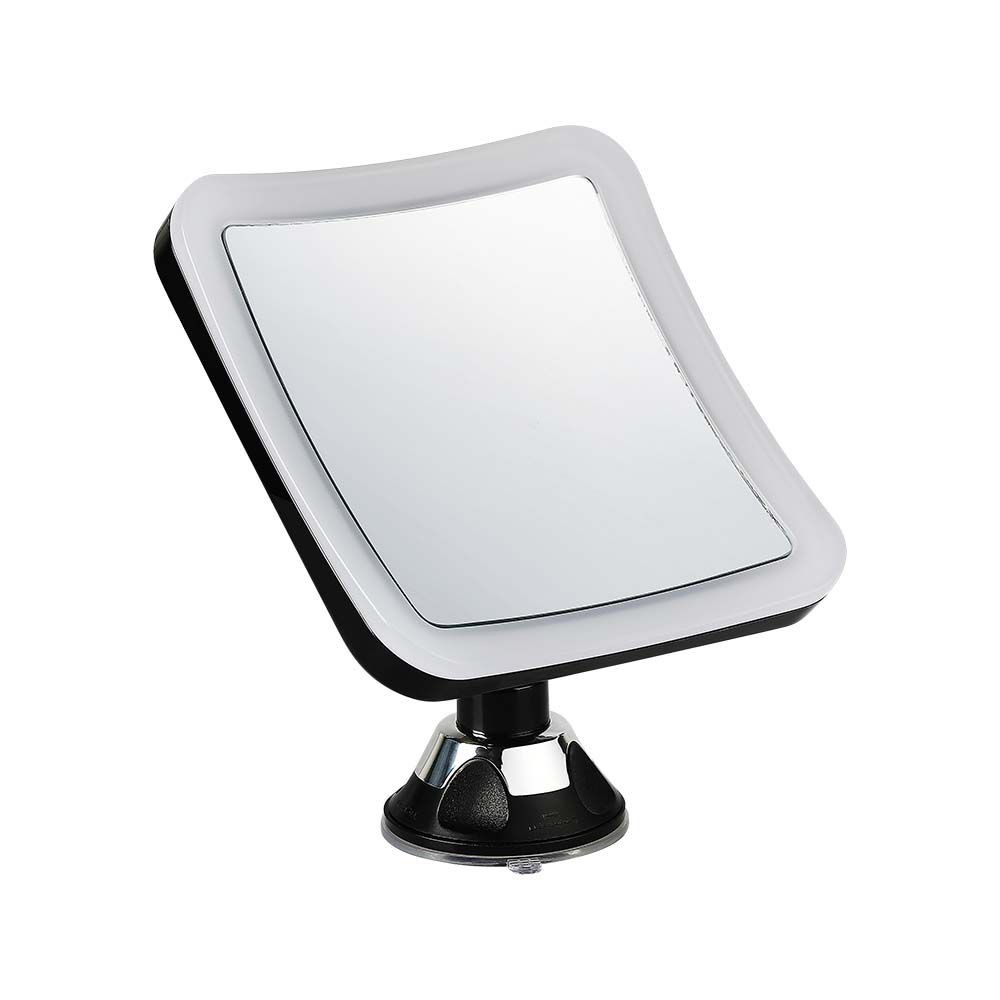 3,2w Led Spejllampe 3xaa Batteri, Sort Hus, 16,2x19,2cm Kulør : Kold fra V-tac