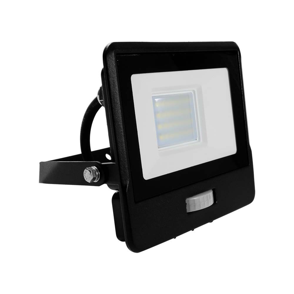 20w Projektør   Pir Sensor, Samsung Chip, 1m Kabel, 4000k, Sort Hus   Kulør : Neutral fra V-tac