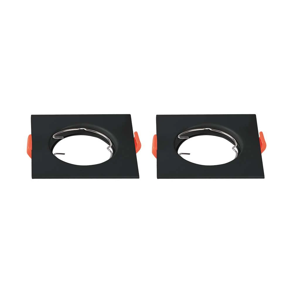 2 Stk. Gu10 Mr16 Downlight, Uden Lyskilde, Sort, Hul: ø6,1cm Mål:8,1x8,1cm fra V-tac