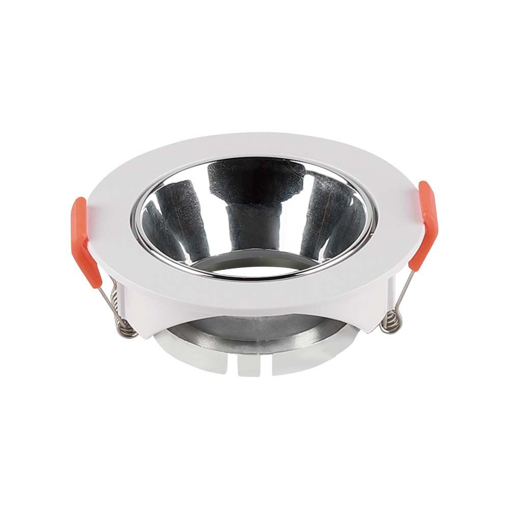 Gu10 Lampe, Rund, Hvid Ramme, Krom Reflektor fra V-tac