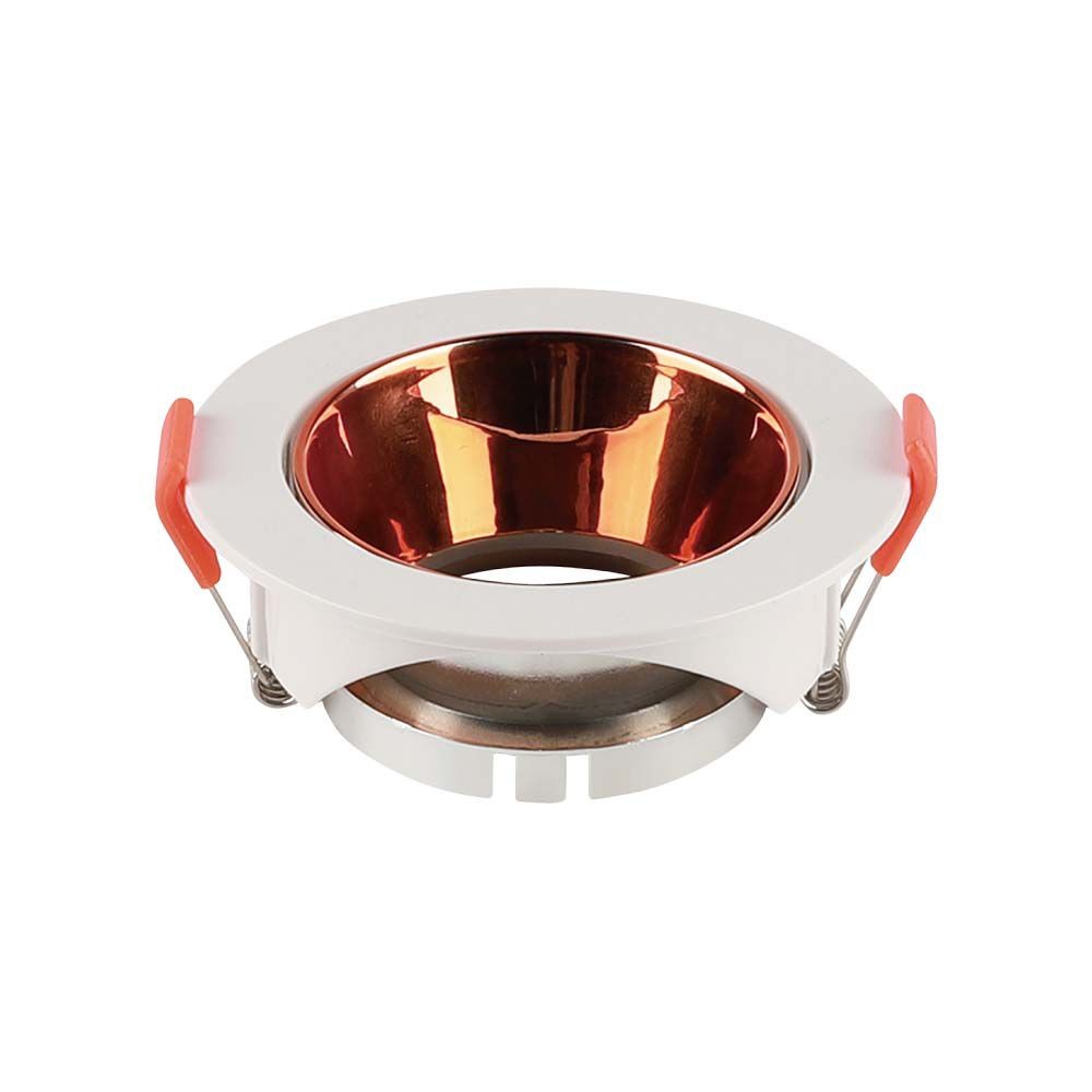 Gu10 Lampe, Rund Hvid Ramme + Roseguld Reflektor fra V-tac