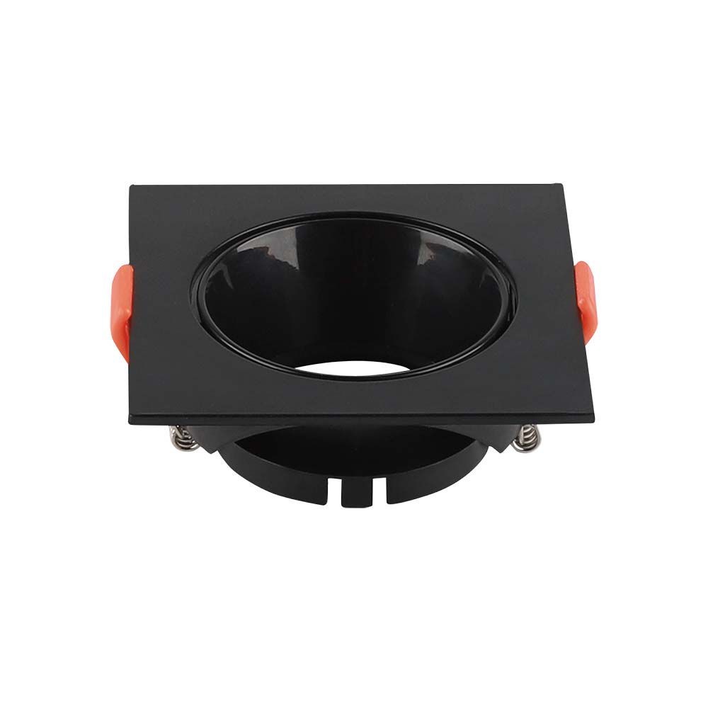Gu10 Lampe   Firkantet Sort Ramme + Sort Reflektor fra V-tac