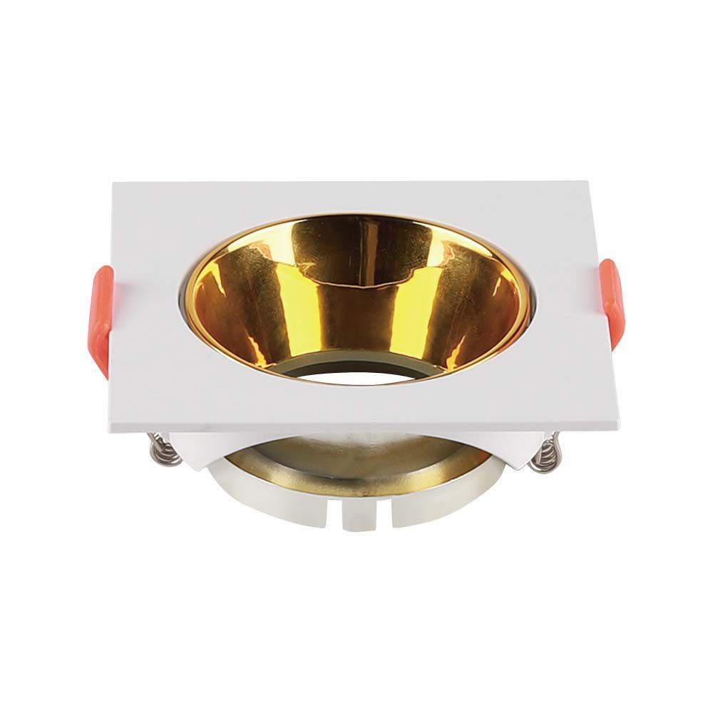Gu10 Lampe Firkantet Hvid Ramme, Guld Reflektor fra V-tac