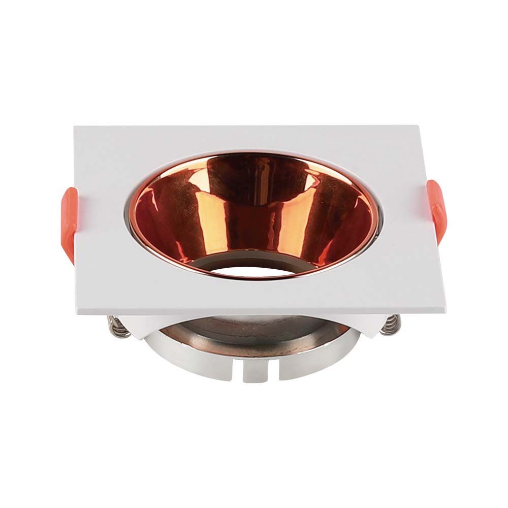 Gu10 Lampe, Firkantet, Hvid Ramme, Rose Guld Reflektor fra V-tac