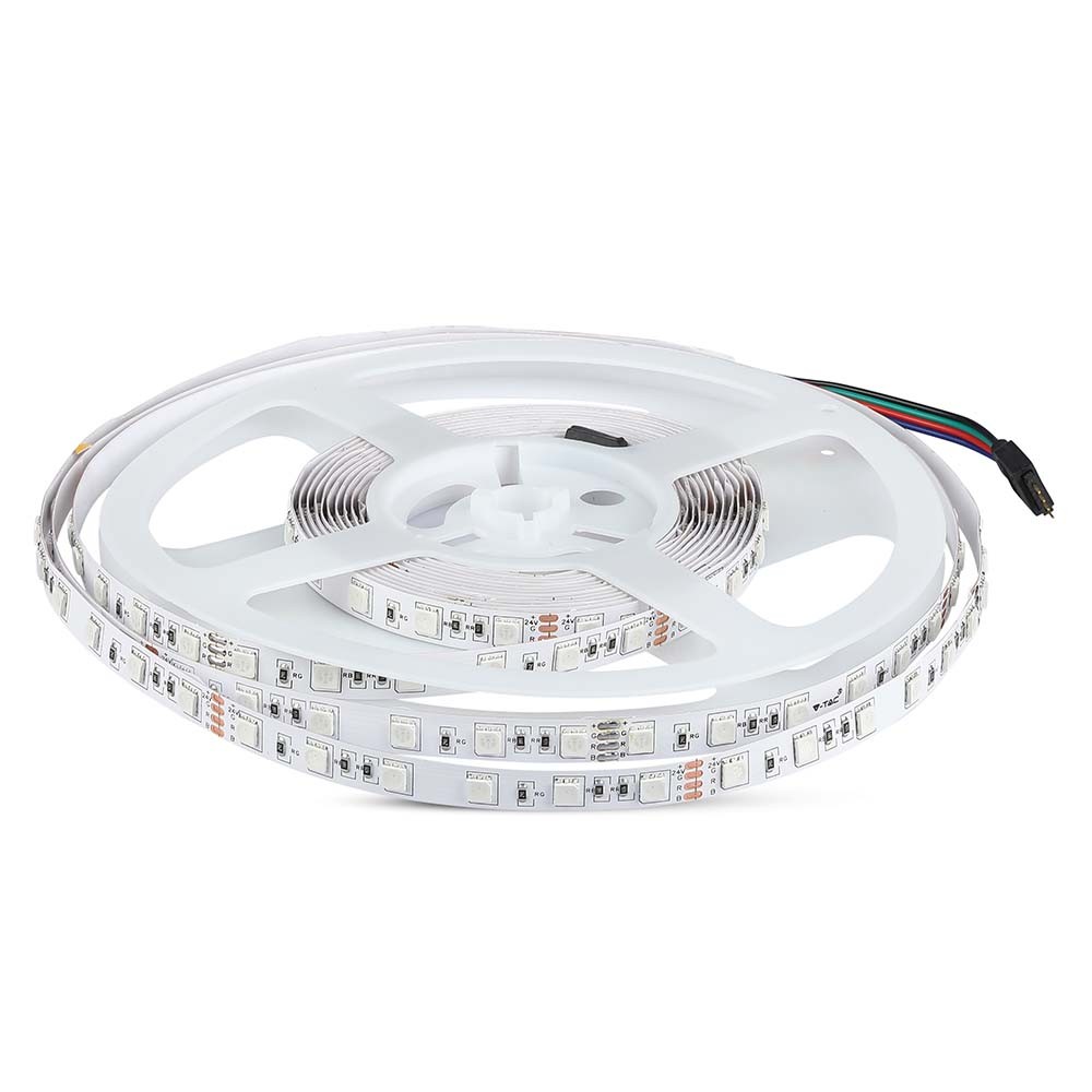 60 Led Stripelys Rgb 7w M Ip20 24v 10m Rulle Kulør : Rgb fra V-tac