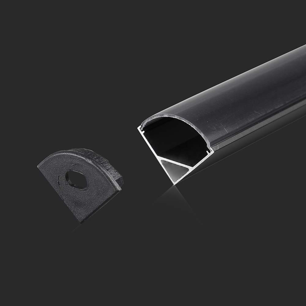 Monteringssæt Med Diffuser Til Led Strip 2000x15,8x15,8mm, Sort fra V-tac