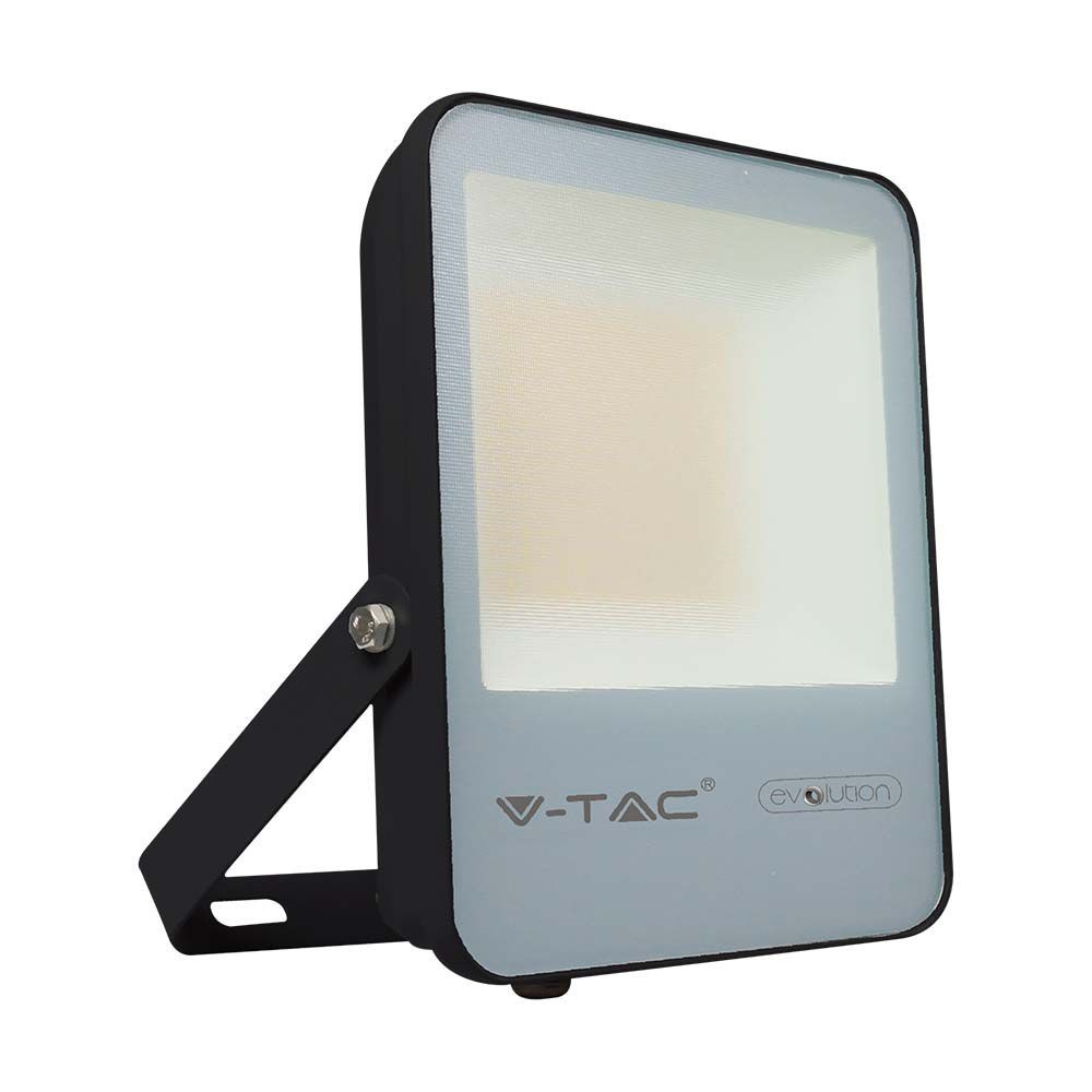 50w Led Projektør   6400k Sort Hus, Grå Glas, 185lm W   Kulør : Kold fra V-tac