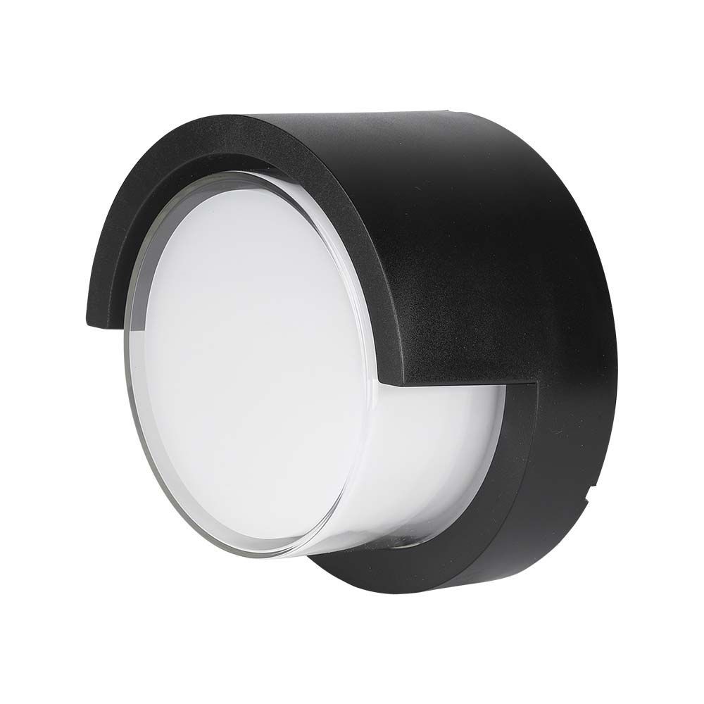 7w Led Væglampe   3000k, Sort, Rund   Kulør : Varm fra V-tac