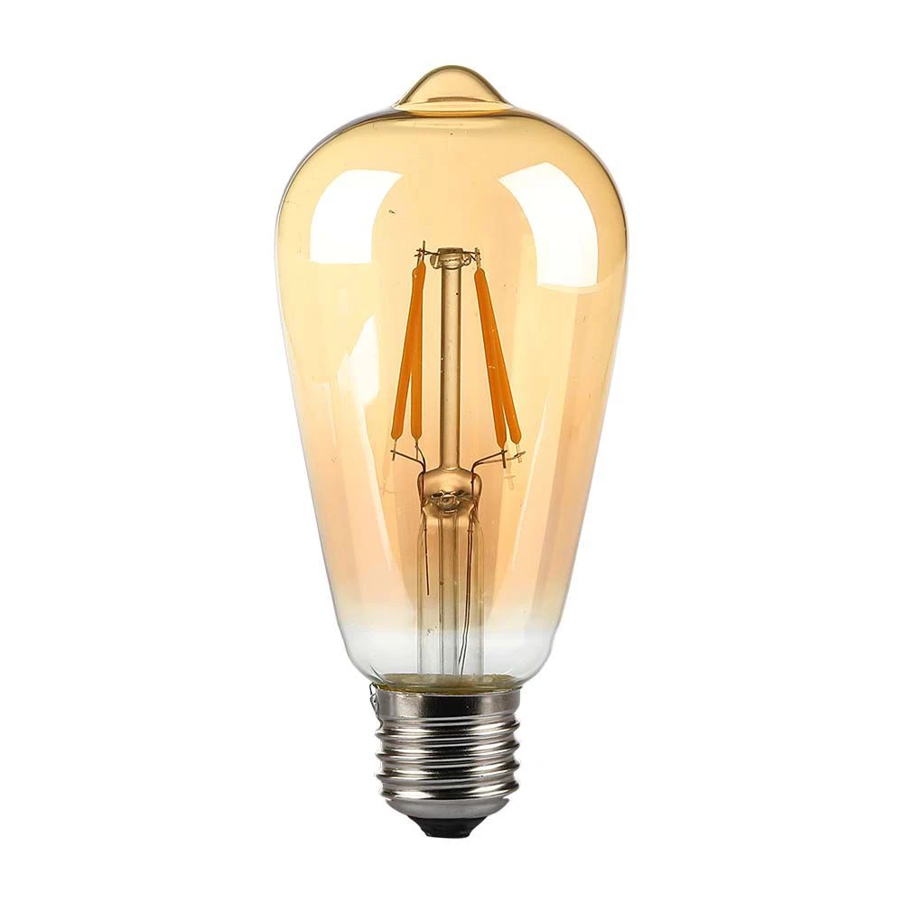E27 8w Led Pære St64, Kultråd, Rav Farvet Glas, Ekstra Varm 2200k Kulør : Ekstra Varm fra V-tac