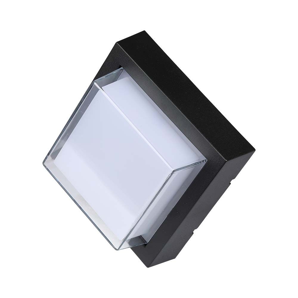 7w Led Væglampe   3000k, Sort, Firkant   Kulør : Varm fra V-tac