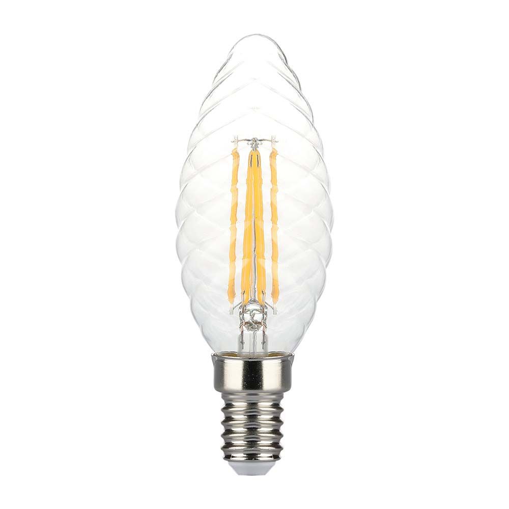 4w Kertepære E14 Led Twisted, Filament Pære, 3000k, Dæmpbar Kulør : Varm fra V-tac