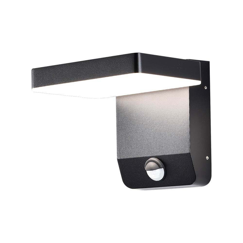 17w Væglampe   Led Med Sensor, 3000k, Sort Hus, Kvadratisk, Ip65   Kulør : Varm fra V-tac