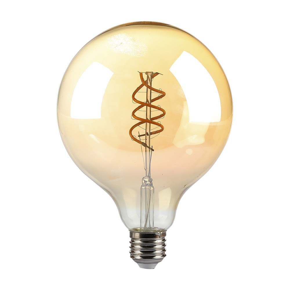 G125 Led Pære 6w, Dobbelt Spiral, Kultråd, Amber Glas, 1800k, E27 Kulør : Ekstra Varm fra V-tac