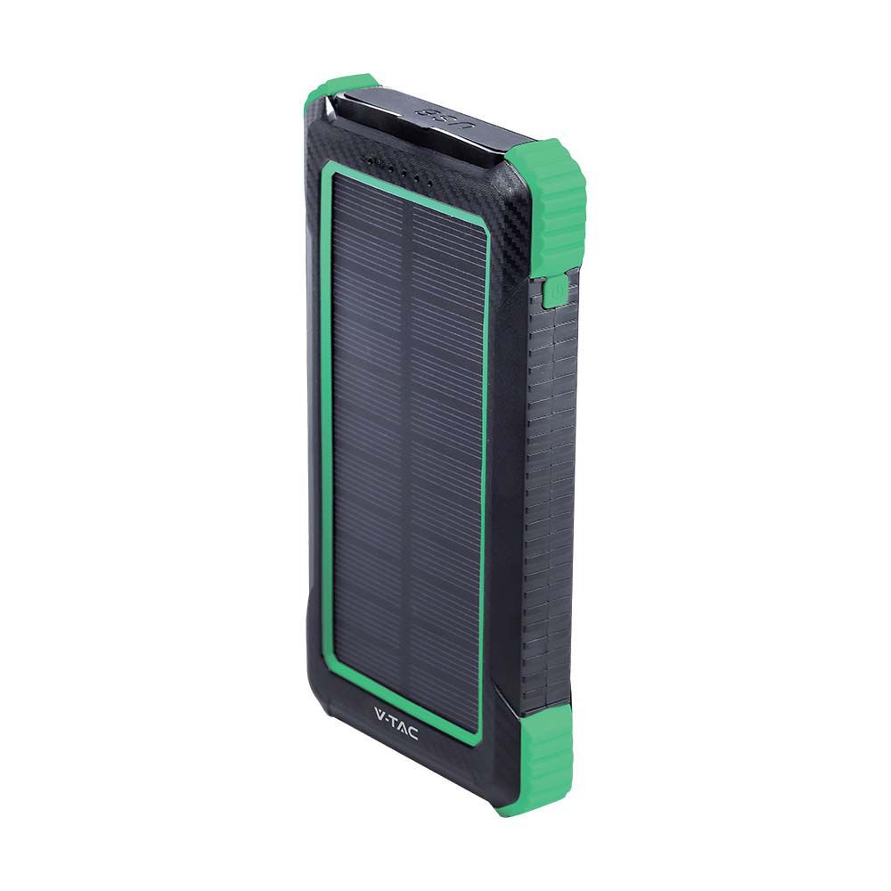10000mah Solar Wireless Powerbank, 10w Sort, Aluminium, Solcelleopladning fra V-tac