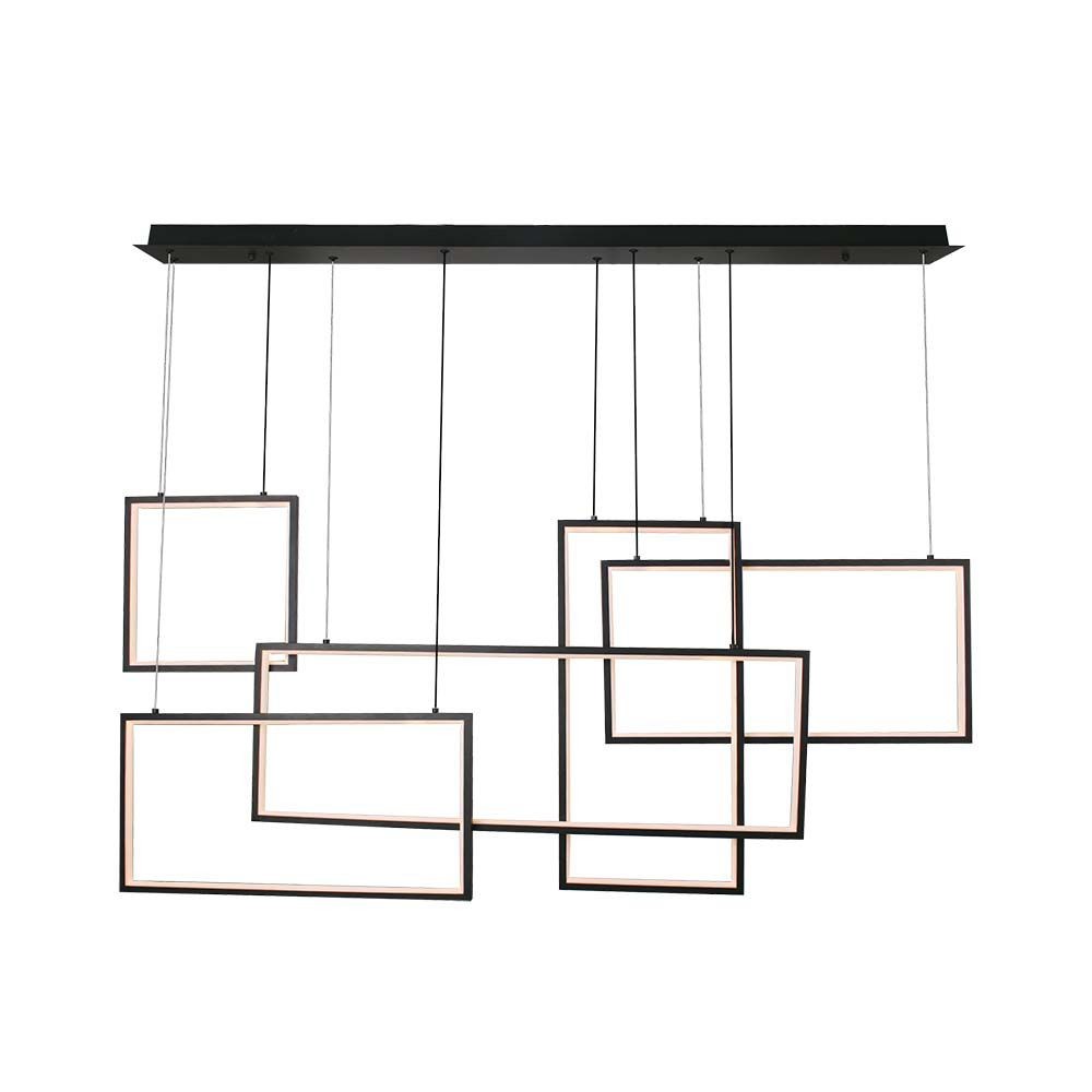 45w Led Hængende Lampe   Dekorativ L120xh50xh160cm 3000k Sort, Hus   Kulør : Varm fra V-tac