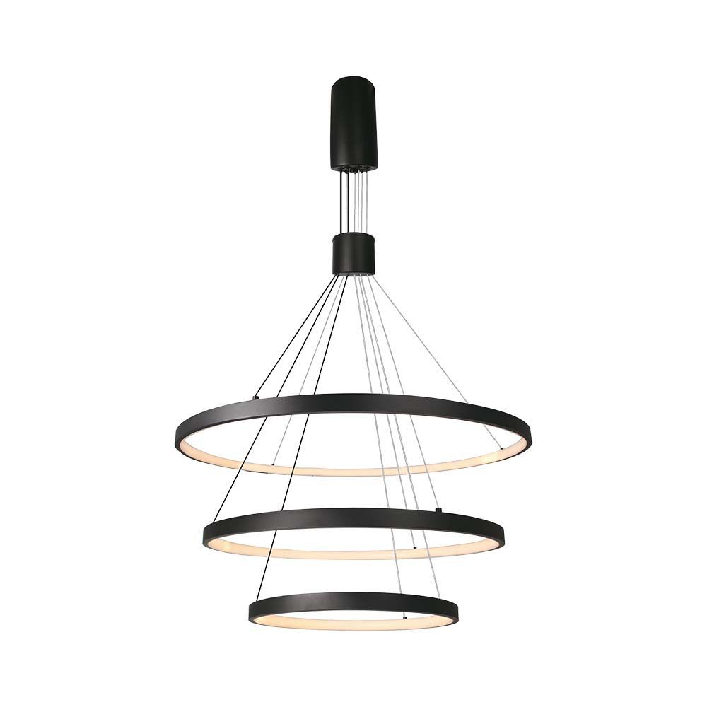 46w Led Dekorativ Hængelampe   ø40xø60xø80xh150cm, 3000k, Sort, Hus   Kulør : Varm fra V-tac