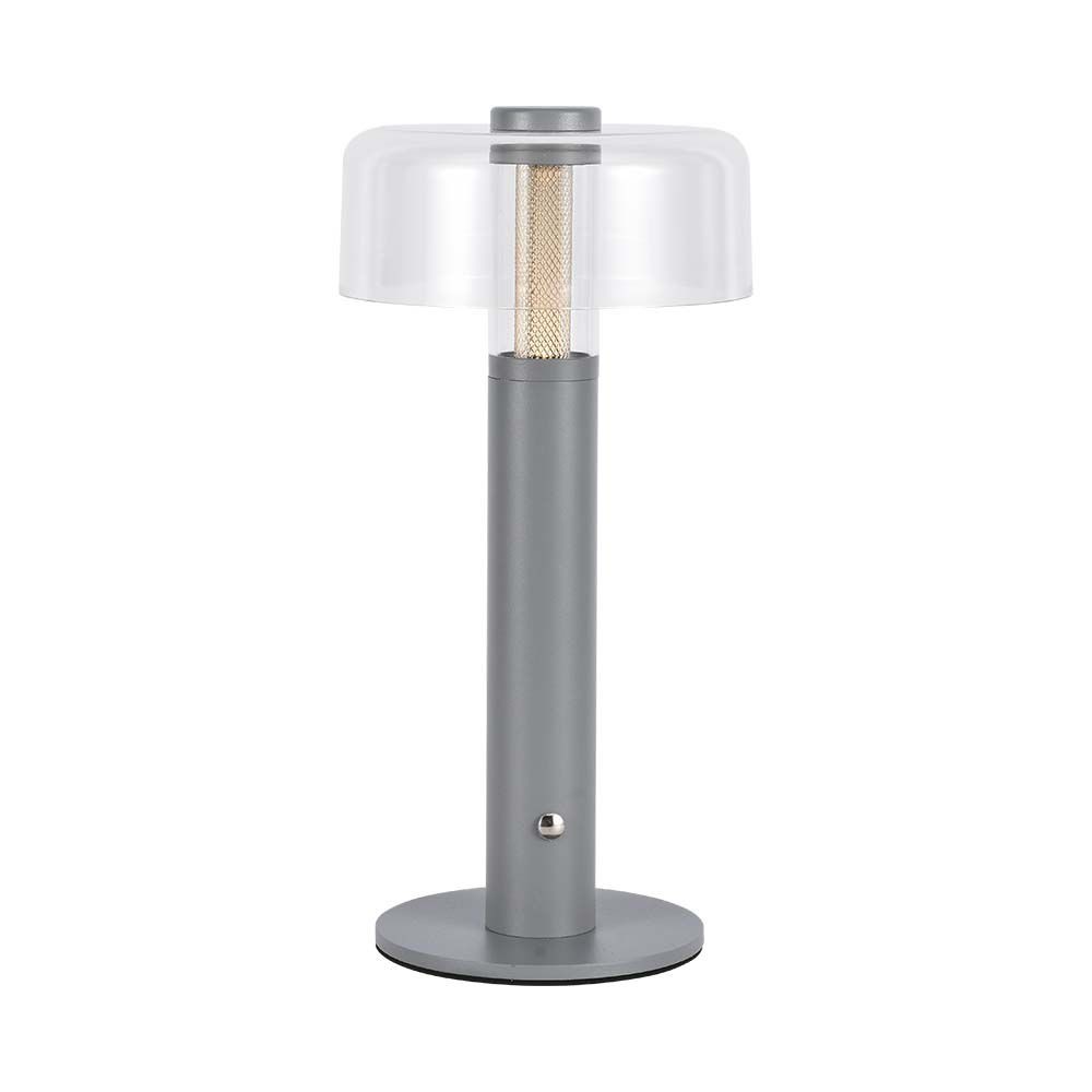 Led Bordlampe 1800mah Batteri, ø150x300, 3000k, Grå, Hus Dæmpbar : Dæmper Indbygget, Kulør : Varm fra V-tac