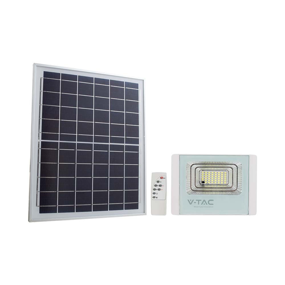 12w Solarpanel Med Led Projektør 6400k, Hvidt Hus Kulør : Kold fra V-tac