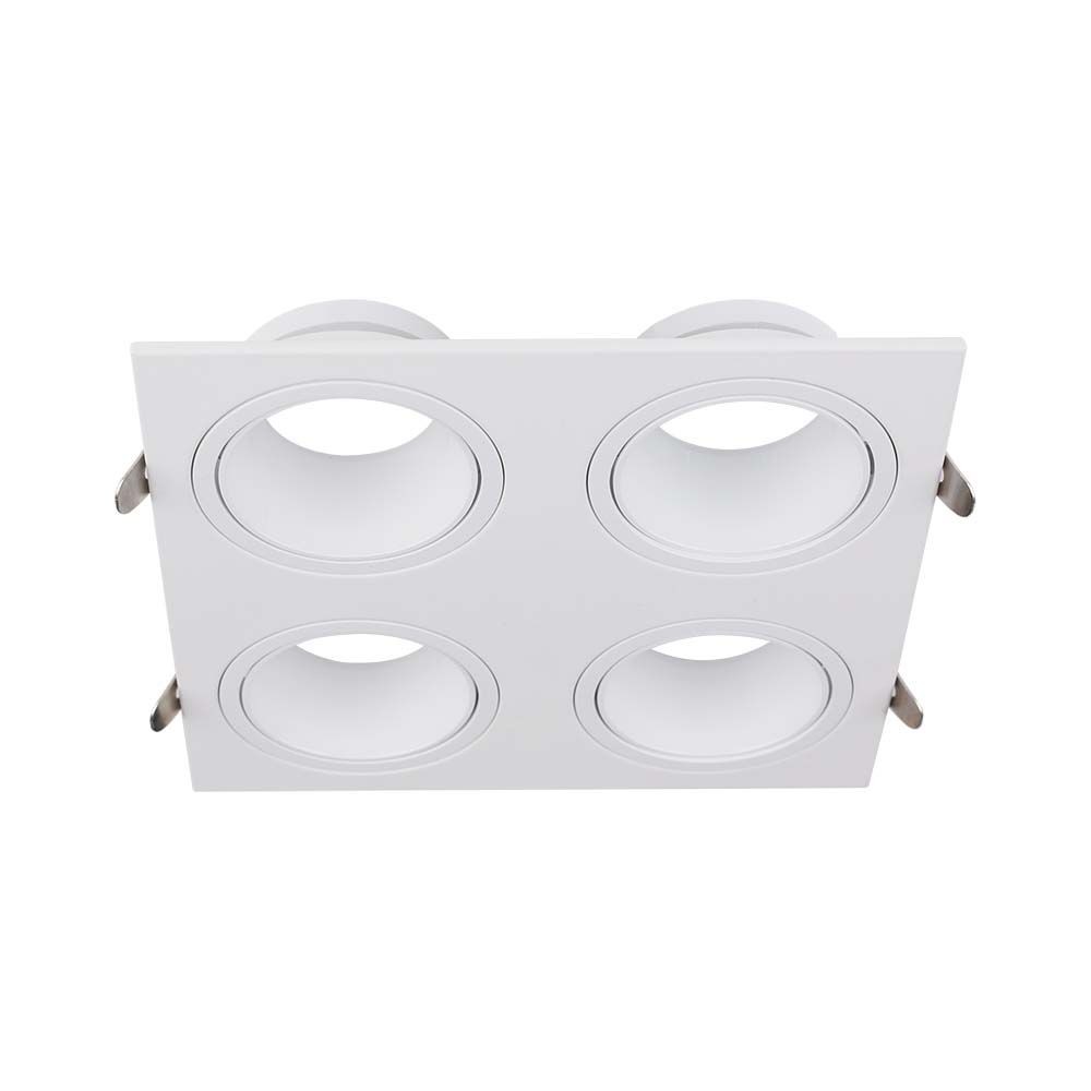 4 Hoved Spotlampe   Jern+pc Hvid+hvid fra V-tac