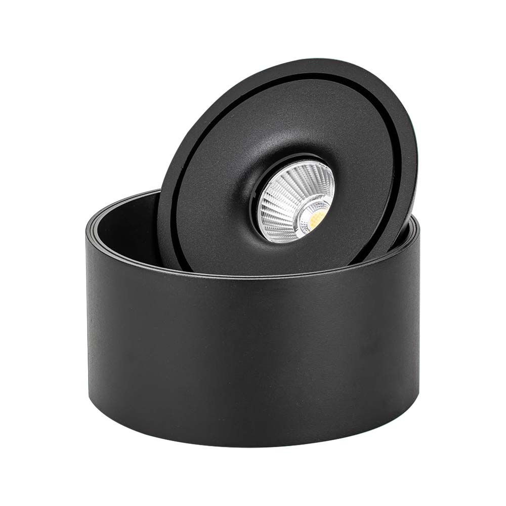 28w Ra90 Påbygningsspot   ø17,8 Cm, Højde: 8,7 Cm, Sort, Cct   3 Lyskulører   Kulør : 3 I 1 fra V-tac
