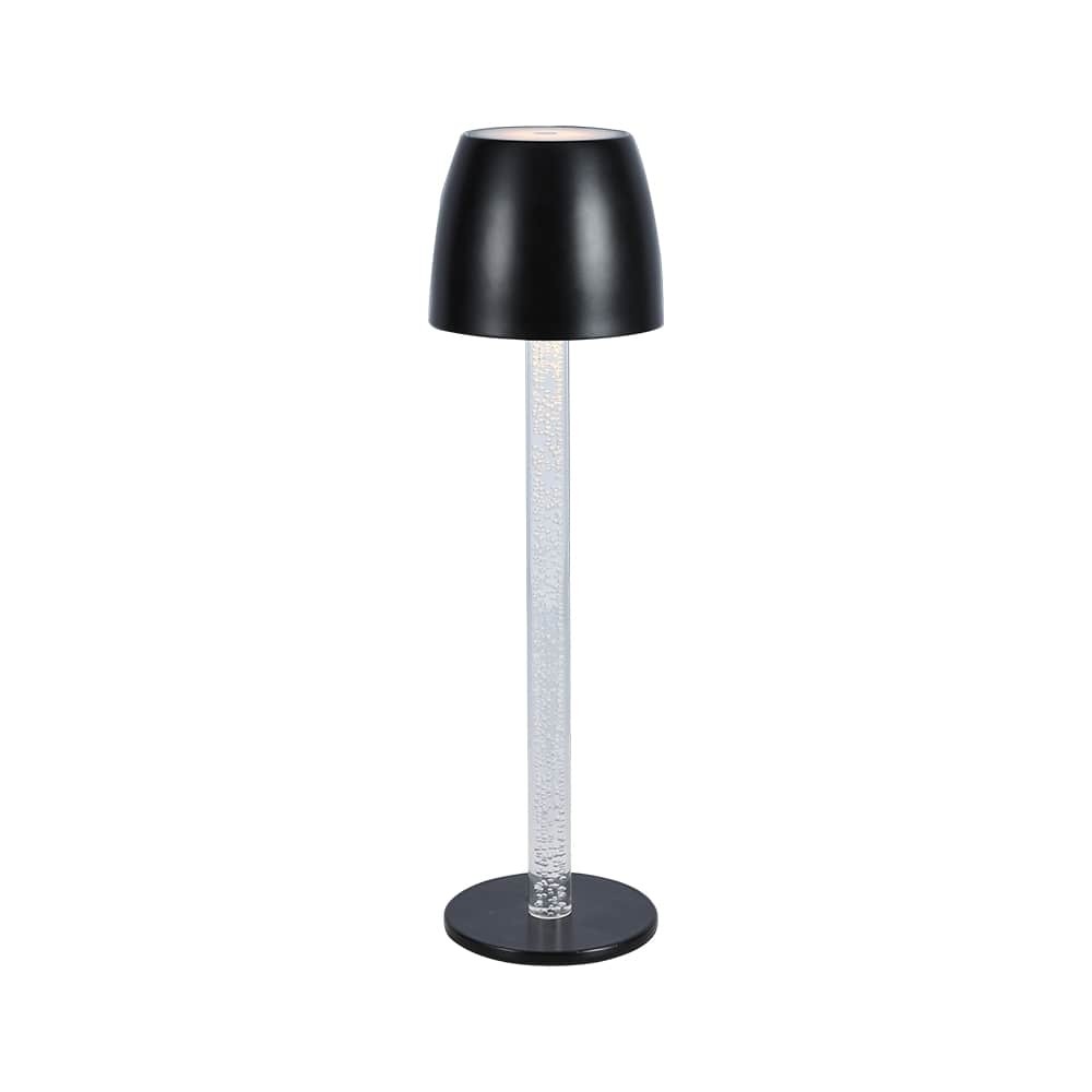3w Led Bordlampe   Touch Dæmpbar Transparent Stang, 3000k, Sort Hus   Kulør : Varm fra V-tac