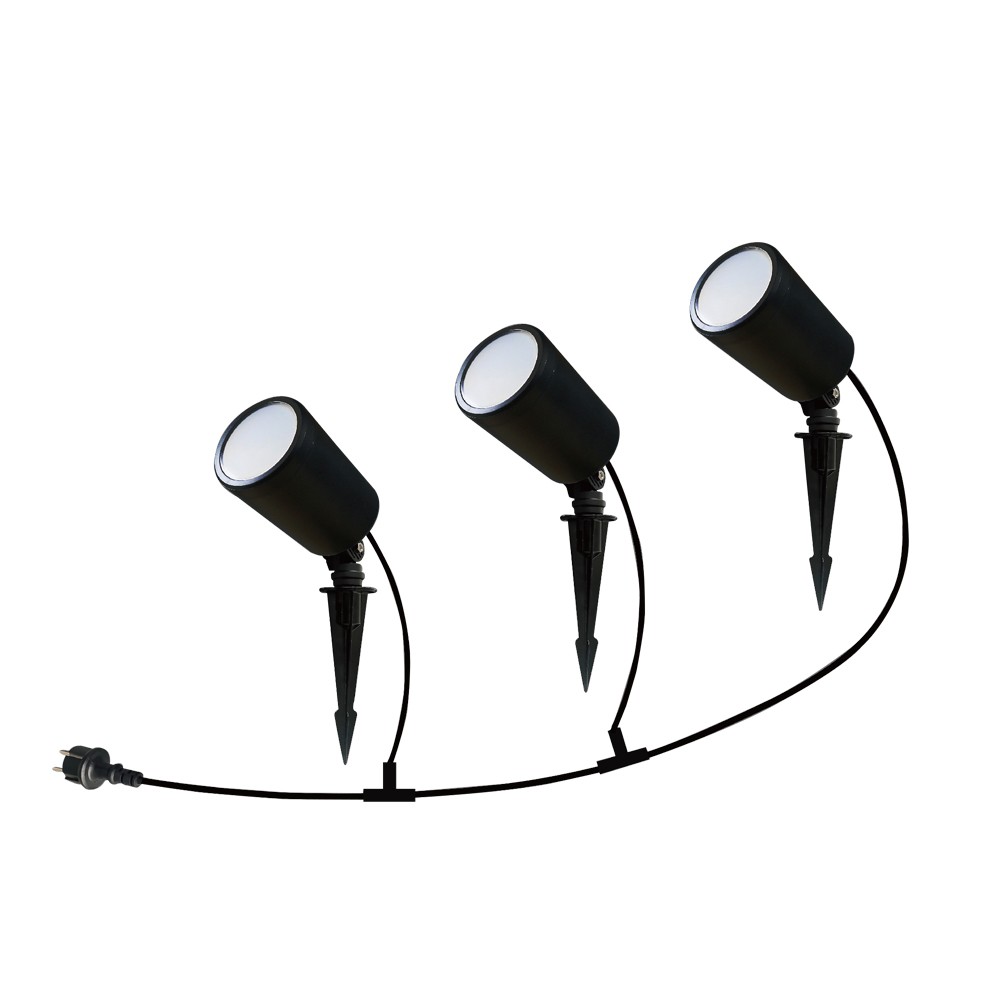 3 Stk. 7w Smart Wifi Rgb Have Spot Med Spyd   Ip65, Sort, Dæmpbar, Virker Med Google Home Og Alexa   Kulør : Rgb + Cct (varm Til Kold Hvid) fra V-tac