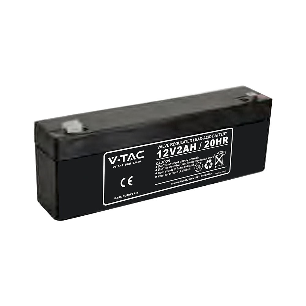 2,0ah 12v Blybatteri 178x36x66mm, Vrla, Genopladeligt fra V-tac