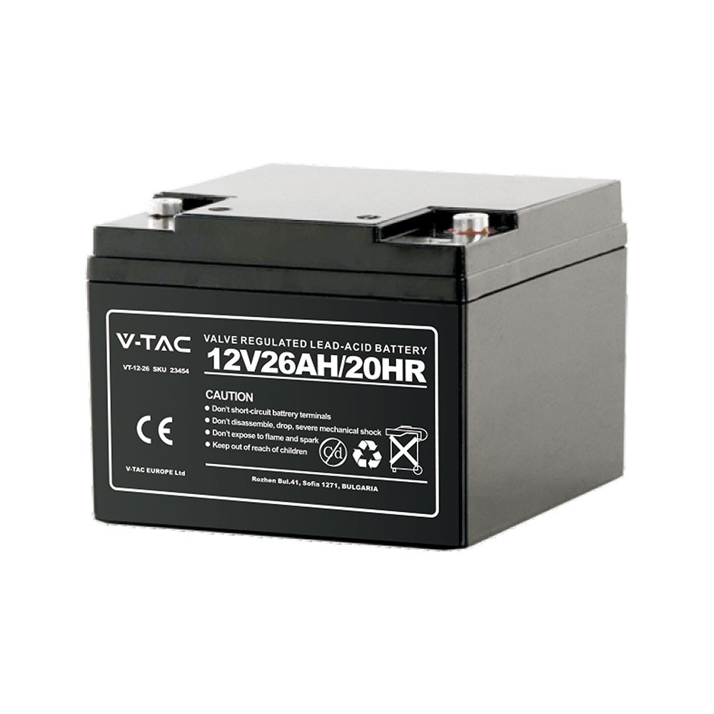 26ah Blysyrebatteri M5 166x175x125mm fra V-tac