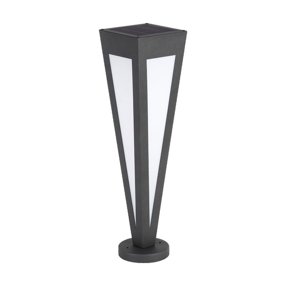 2w Solar Havenlampe 150x150x635mm, 3000k, Sort, Hus Kulør : Varm fra V-tac