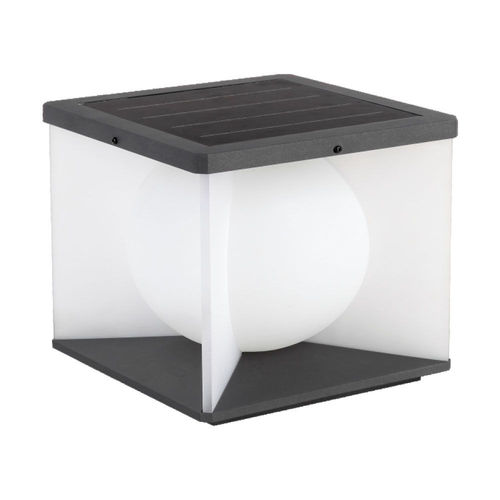 8w Led Solar Have Lampe   3000k, Sort+hvid, Hus   Kulør : Varm fra V-tac
