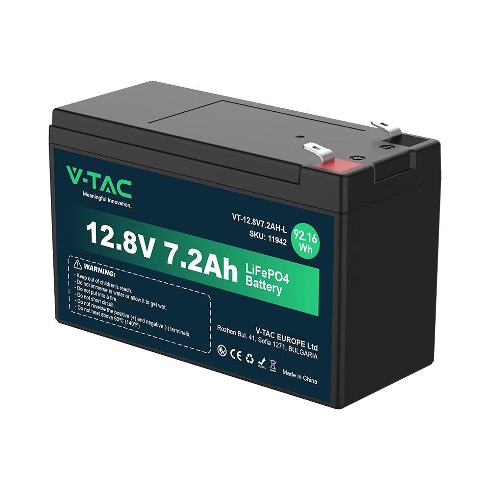 7.2ah L Lithium Batteri 12.8v, 7.2 Ah fra V-tac