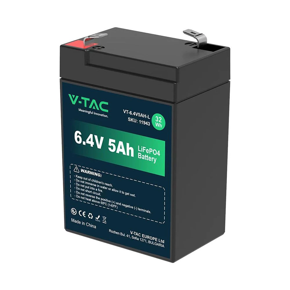 5ah L Lithium Batteri 6.4v 5ah fra V-tac