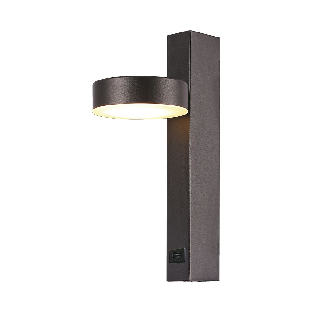 8w Væglampe   Led, Usb Funktion, 3000k, Akryl, Sort   Kulør : Varm fra V-tac