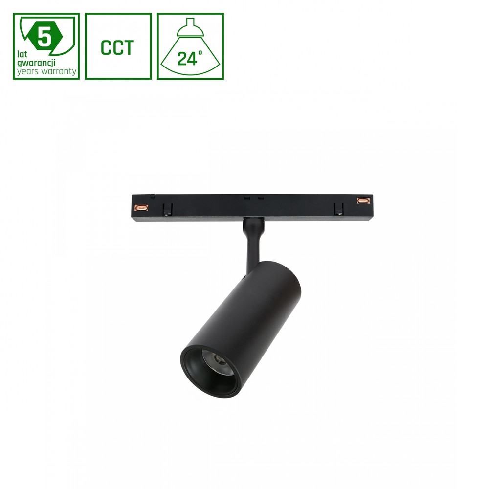 100 System Shift Spot 7w   Cct, S M Skinnespot, 45x143mm, 24°, Sort, 5 års Garanti   Dæmpbar : Ikke Dæmpbar, Kulør : Cct (varm Til Kold Hvid) fra Spectrum