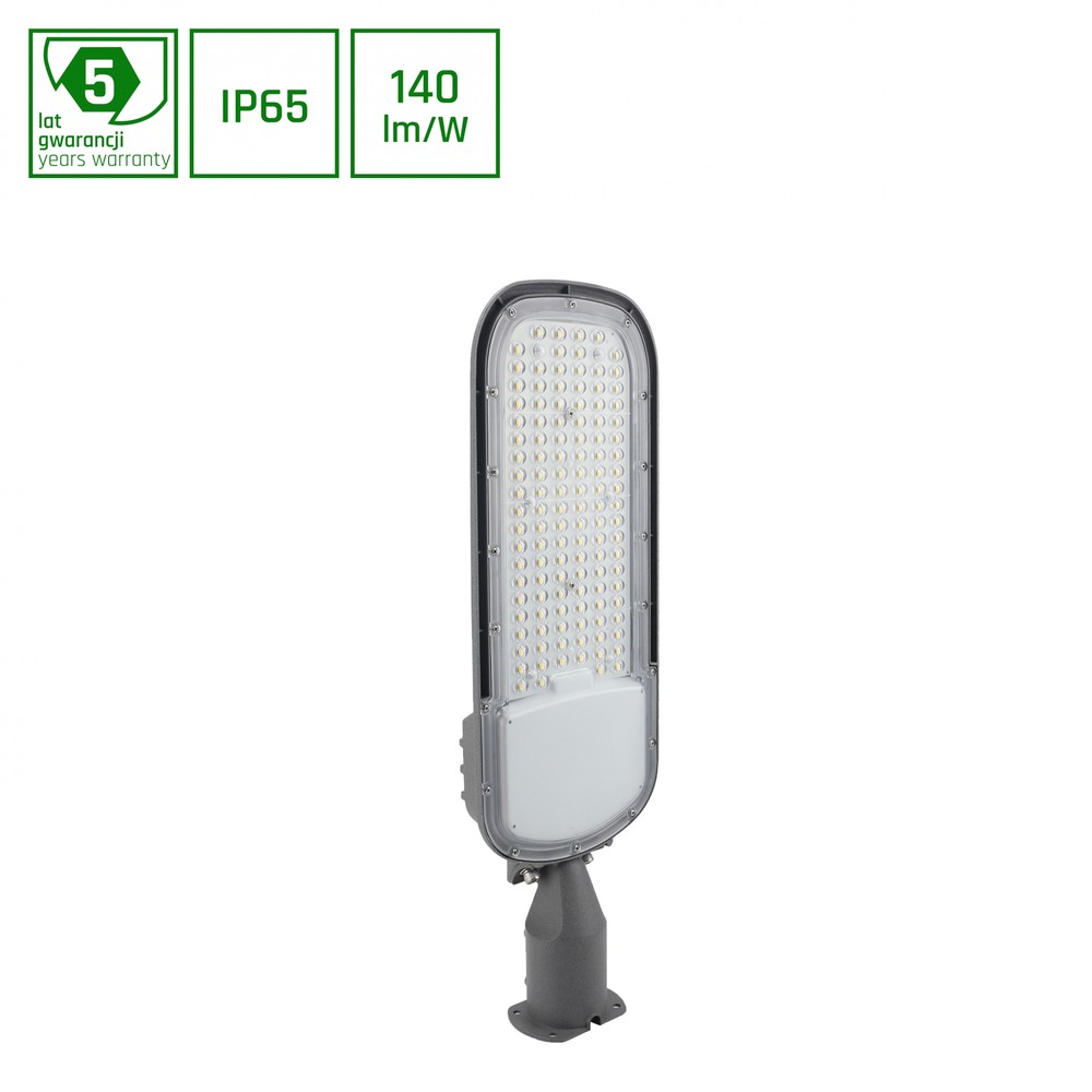 555mm Streetos 2 Gadebelysning 100w Neutral Hvid, 230v, 145 75°, Ip65, Ik09, 172x114mm, Grå, 5 års Garanti Dæmpbar : Ikke Dæmpbar, Kulør : Neutral fra Spectrum