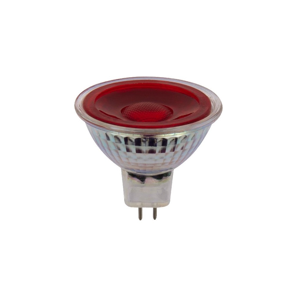 Gu5.3 5w Led Pære, 12v   Mr16, 38°, Rød, Glas fra Spl