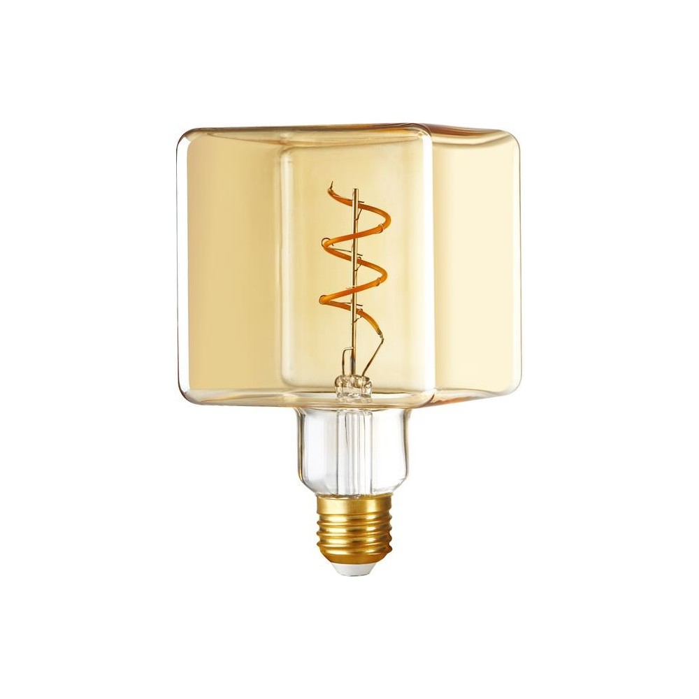 E27 4w Led Filament Ice Cube C95 Dæmpbar 240lm, 2200k, Gyldent Glas Dæmpbar : Dæmpbar, Kulør : Ekstra Varm fra Spl