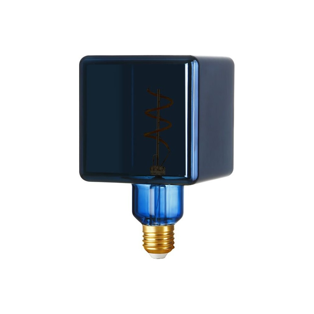 E27 4w Dæmpbar Led Pære   Ice Cube C95, Metallic Blue, 20lm, 3000k   Dæmpbar : Dæmpbar, Kulør : Varm fra Spl